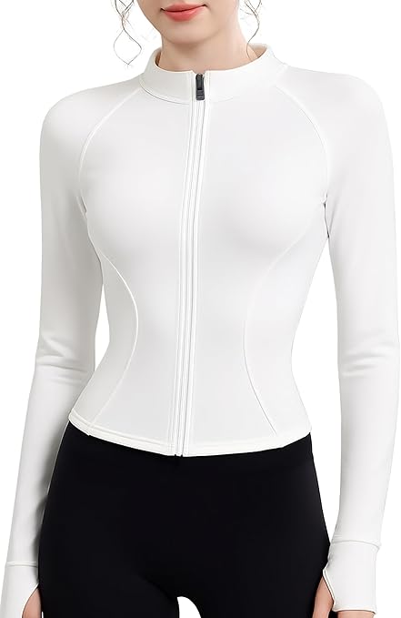 Veste Sport Femme Slim Gilet Zippé Femme Tee Shirt Manches longues