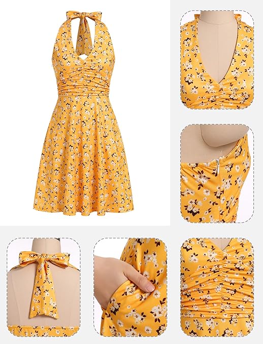 Robes d'été à fleurs en col v