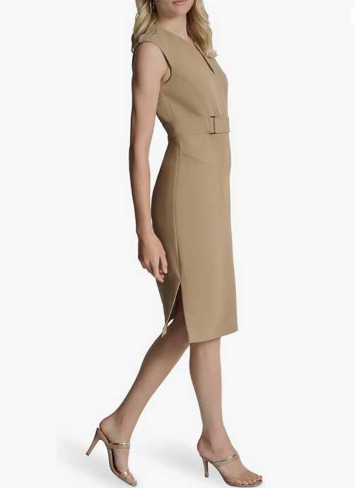 Robe Femme leeveless Jewel Neck Square Ring