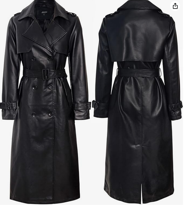 Veste longue en cuir pour femme