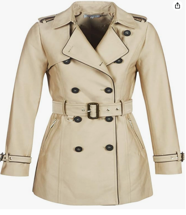 Manteau boutonné et ceinturé