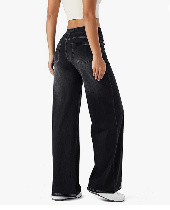 Pantalon en Denim à Jambe Large