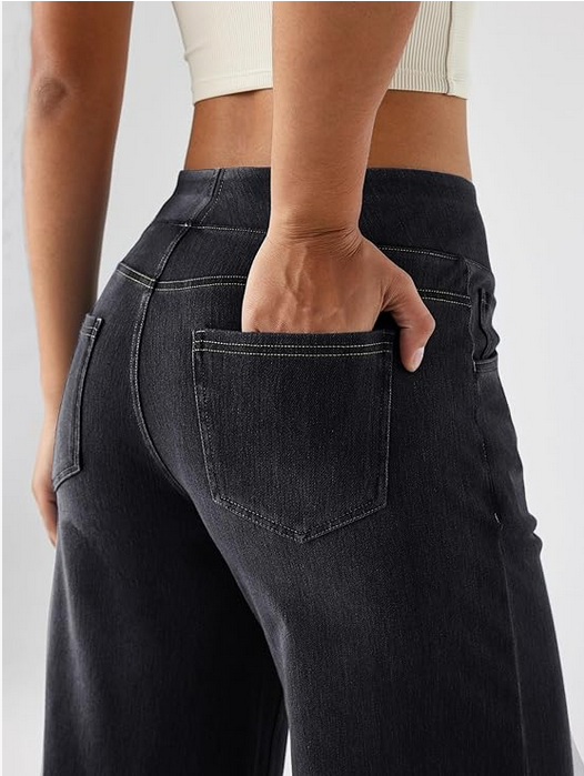 Pantalon en Denim à Jambe Large