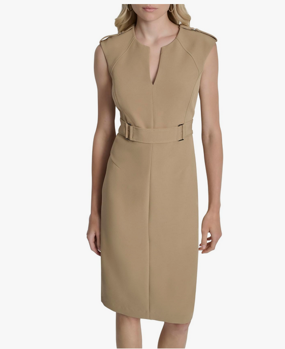 Robe Femme leeveless Jewel Neck Square Ring