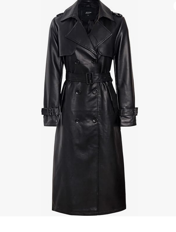 Veste longue en cuir pour femme