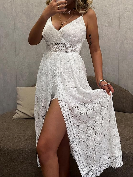 Combinaison Robe col en V Bretelles