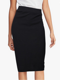 Jupe noire longueur genou, taille haute