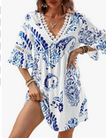 Mini robe d'été décontractée à manches 3/4